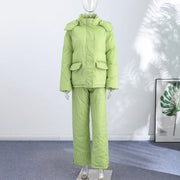 Padded Hooded Jacket & Pants Set in Green - Full Set