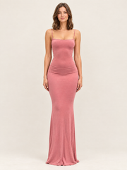 Sculpted Scoop-Neck Maxi Dress in Pink