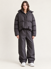 Padded Hooded Jacket & Pants Set in Dark Gray - Full Set
