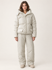 Padded Hooded Jacket & Pants Set in Polka Dot - Full Set